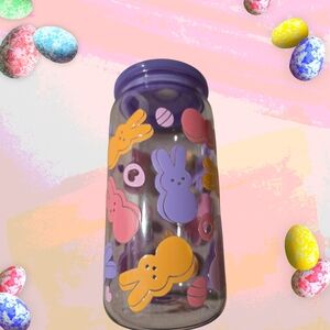 Colorful Bunny and Egg Glass Jar